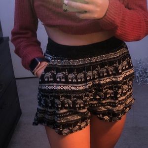 high waisted patterned shorts
